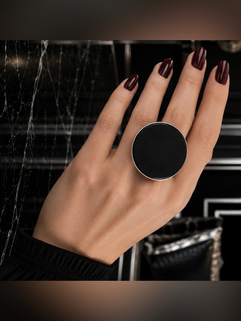 7 7.5 8 Handmade Ring Black Onyx Gem Solid 925 Sterling Silver Gemstone Fine Art